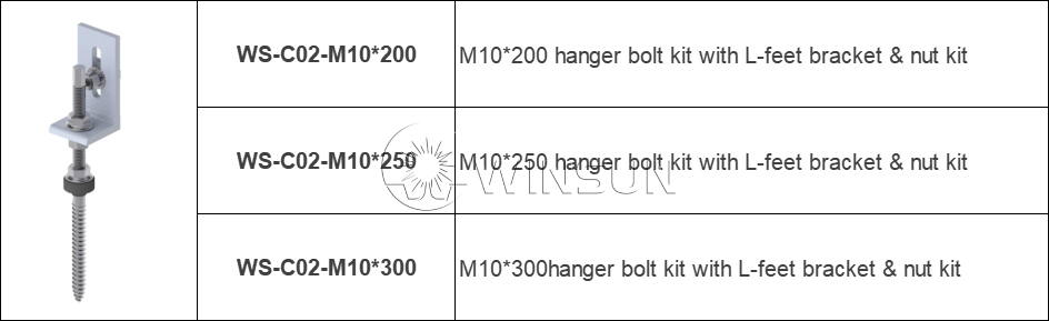 hanger bolt with L-adapter for solar panel mounting